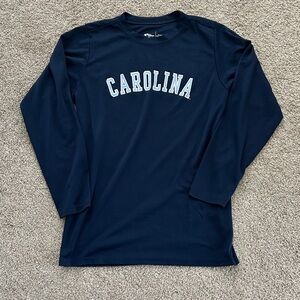 UNC Navy Long Sleeve Athletic Tee with Carolina Print